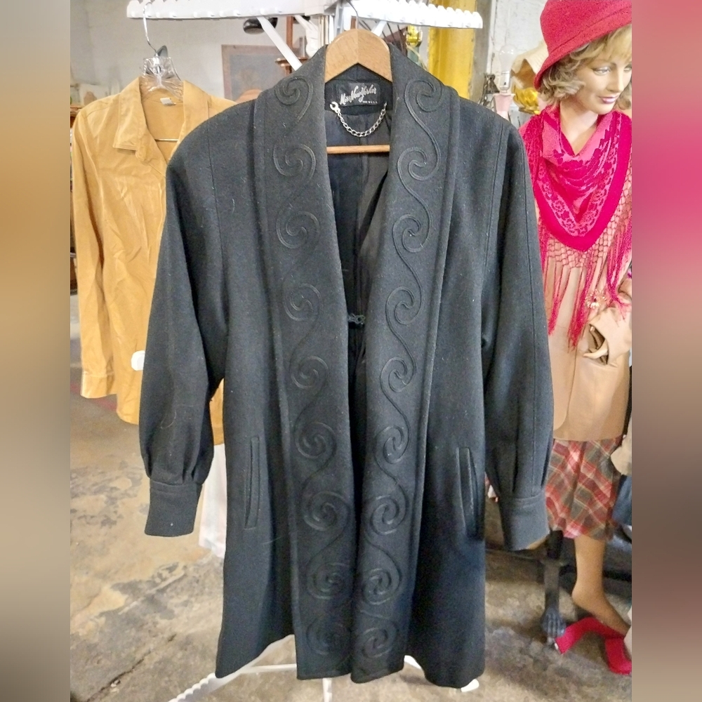 Vintage Miss New Yorker Black Embroidered Women's Coat